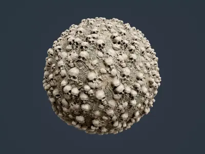 Skull Bones Horror Seamless PBR Texture 16 Texture