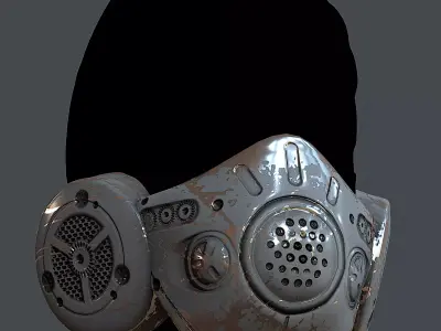 Gas mask helmet 3d model scifi Low-poly Low-poly 3D model 5