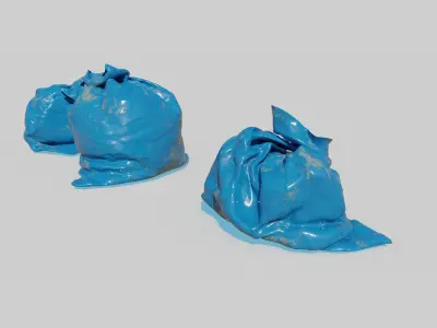 Blue Trash Bag Pack 3D model