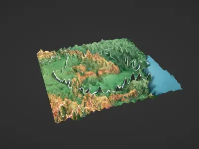 Romania  Map Topography Low-poly 3D model