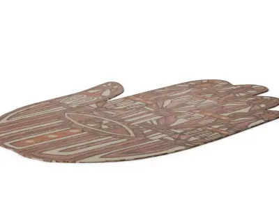 Chaya Berry Spice Area Rug - Distressed Medallion Motif Low-poly 3D model