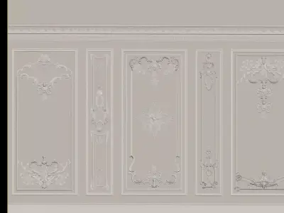 French carved wainscoting 3D model