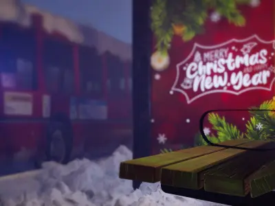 Winter Bus Station 3D model