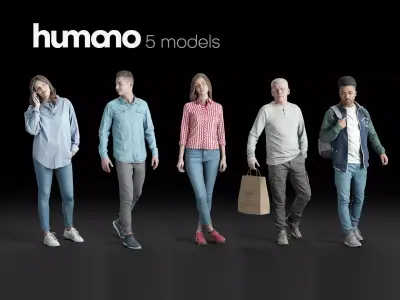 Humano 5-Pack - CASUAL - STREET - PEOPLE - 5x 3D models 02B