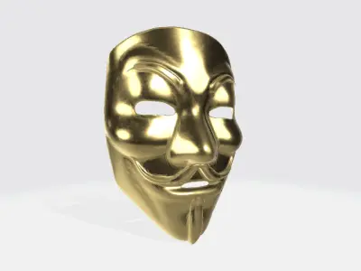 Golden Guy Fawkes Mask Low-poly 3D model