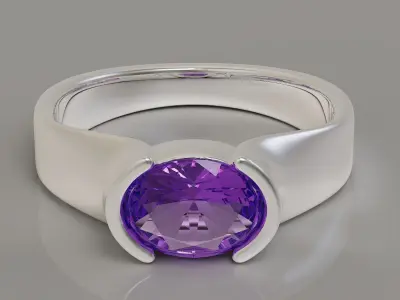 Half bezel set oval shape diamond solitaire ring Free 3D print model