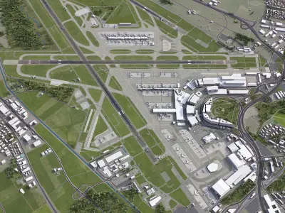 Zurich Airport Low-poly 3D model