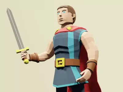 Low Poly Medieval Hero Low-poly 3D model
