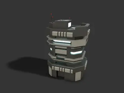 Lowpoly Modular Scifi Building 04 Low-poly 3D model