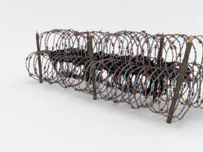 Low Poly Barb Wire Obstacle Low-poly 3D model