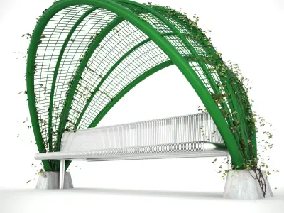 Bench with shelter all series 3D Model Pack