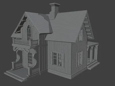 Classic Countryside Wooden House Low Poly Game Ready 3D Model 3D print model