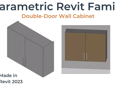 DOUBLE DOOR WALL Cabinet Revit Family UK Parametric 3D model