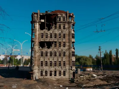 8K and 4K mixed Detailed Ruined Building Low-poly 3D model