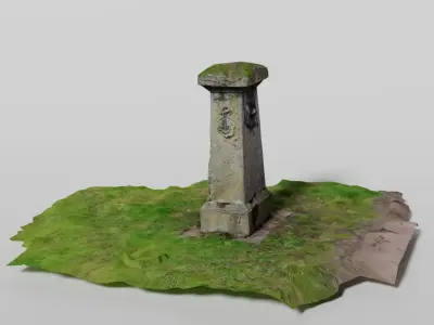 Historical headstone on grass 3D model