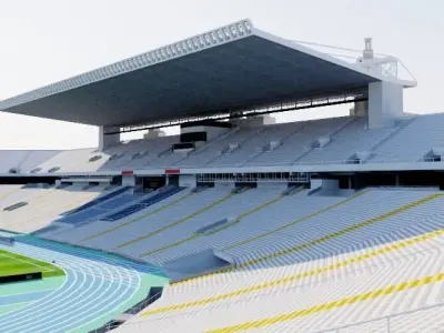 Estadi Olimpic Lluis Companys - Barcelona Low-poly 3D model
