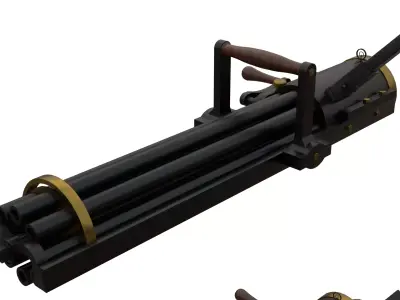 Gatling Gun Low-poly 3D model