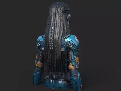 Cybernetic Ebony Girl Visor High Detail 3D model