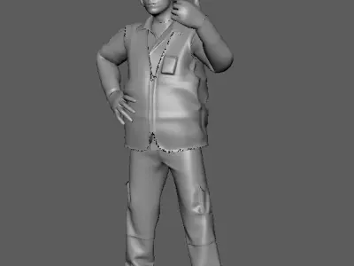 Worker Character POSE 01 Low-poly 3D model