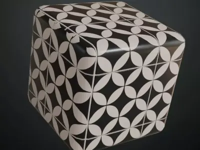 Modern Black and White Petal Geometric Tiles PBR Seamless Texture