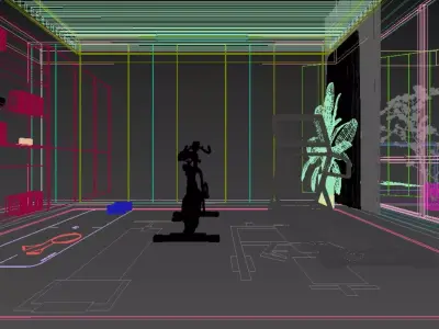 Modern luxury style home fitness area 3D model