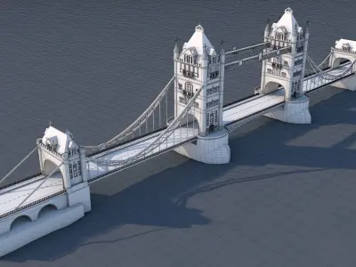 Low Poly London Tower Bridge Landmark Low-poly 3D model
