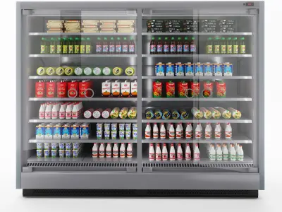 Vertical Glass Door Fridge by Arneg 3D model