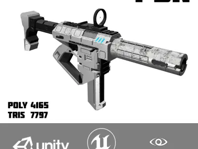 Sci-Fi MP5 Styled Gun Low-poly 3D model