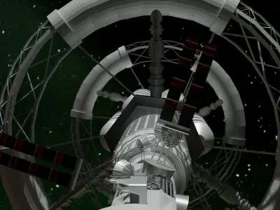 Spacecraft spaceship in space Low-poly 3D model