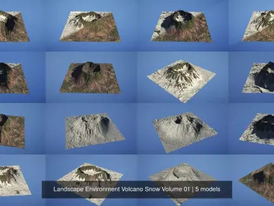 Landscape Environment Volcano Snow Volume 01 3D Model Pack