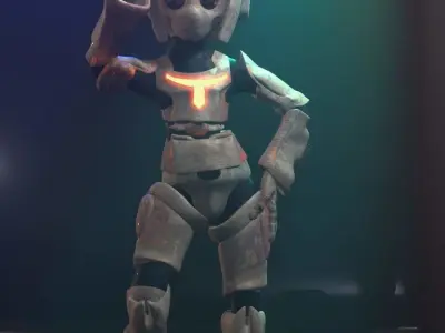 Scifi Android Girl Robot Character Rigged and Customizable Low-poly 3D model
