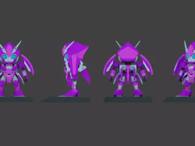 Super Mecha 3 - Zelita of Code Name Z3LA Low-poly 3D model