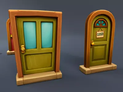 Stylized Doors 2 Low-poly 3D model