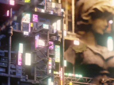 Cyberpunk Statue City 3D model