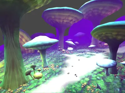 Fantasy Chess RPG Environment - Mushroom Forest Low-poly 3D model