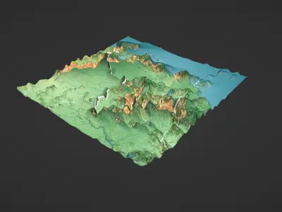 Venezuela Map Topography Low-poly 3D model