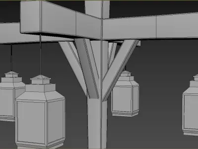 Old Street Lamp 4 Low-poly 3D model