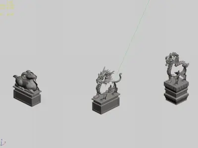 Mountain Stone Sculpture - Animal Stone Statue 3D model