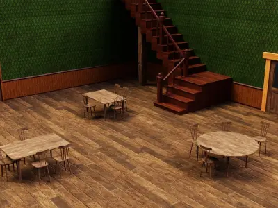 Wild west Modular Kit Low-poly 3D model