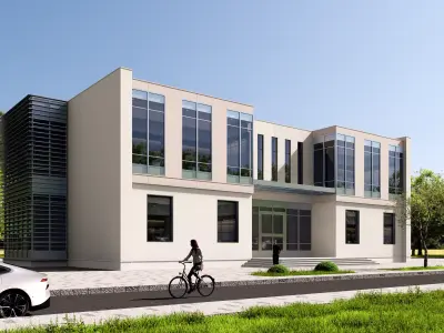 modern realistic building Low-poly 3D model