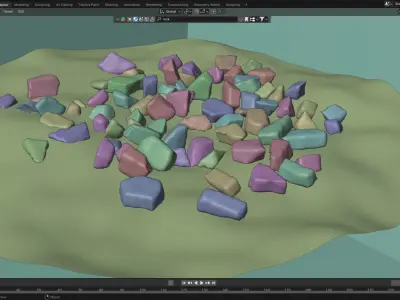 Rocks Patch and Individual rocks  82 objects FBX UNREAL BLEND Low-poly 3D model