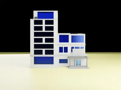 3D isometric low poly building Low-poly 3D model