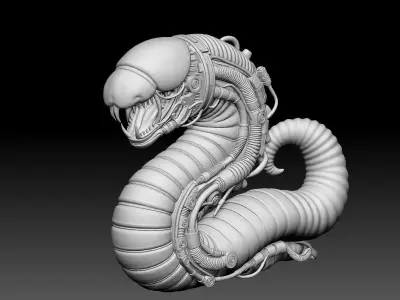 Mecha Worm Creature  High-Detail SciFi 3D Printable Model 3D print model