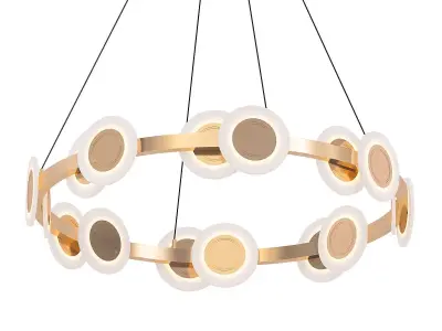 TRACY circular pendant light with gold and circles 3D model