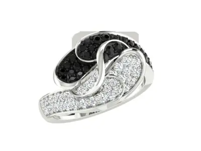 Solitaire Engagement Wedding Women Bypass Ring  3D print model