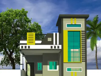House kerala plans and elevations 3D model