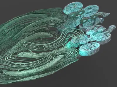 Ivy Tortoise Steampunk ship vines Low-poly 3D model