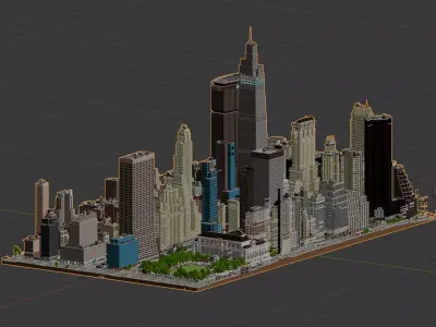 3D map Minecraft New York  Low-poly 3D model