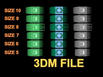 Diamond Square Halo Signet Ring Band Mix Size STYLE 33 3D print model