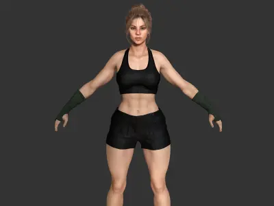 AAA 3D REALISTIC FEMALE CHARACTER - MUSCULAR BLONDE WOMAN Low-poly 3D model